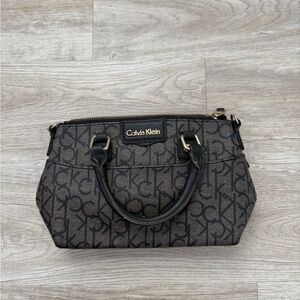 Calvin Klein Black and Brown Monogram Satchel